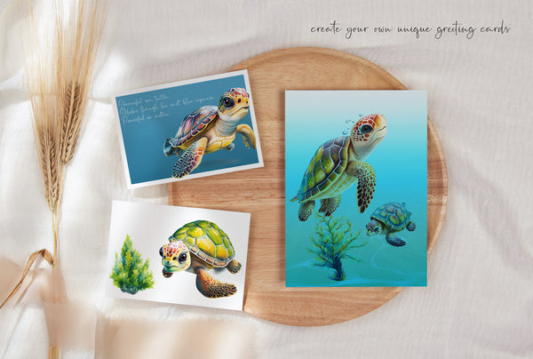 Watercolor Sea Turtle PNG Illustration